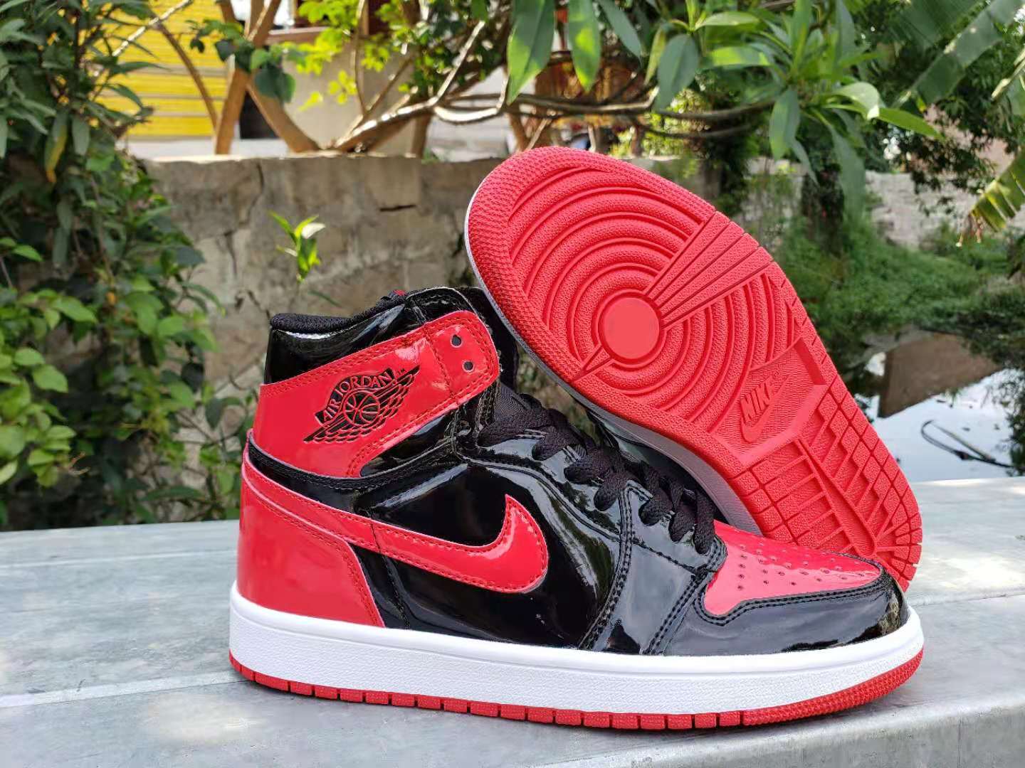 Latest Air Jordan 1 Patent Leather Black Red Shoes For Women